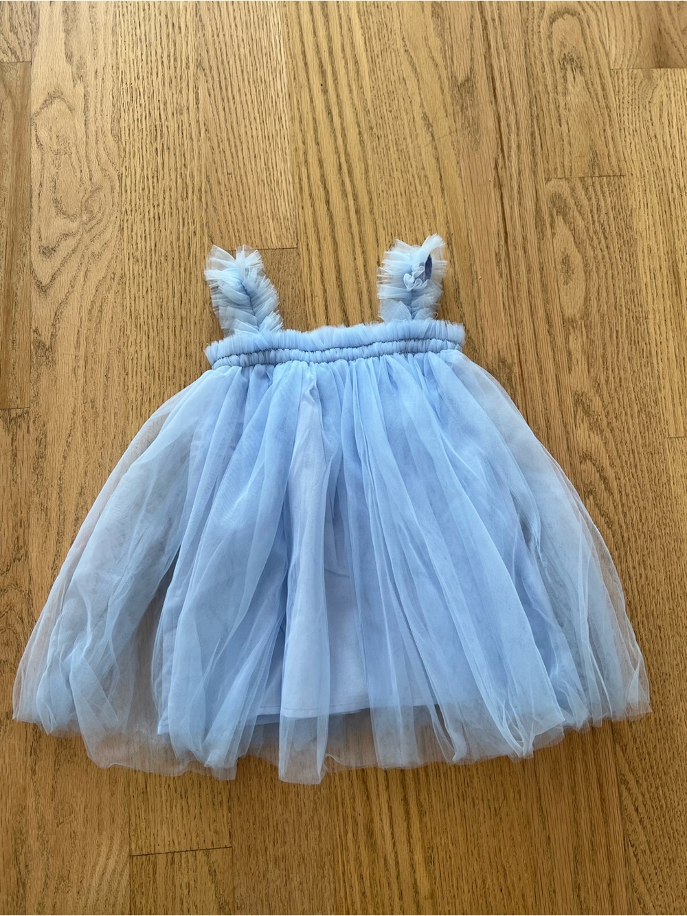 9-12 months Light Blue Tulle Dress with Ruffle Straps